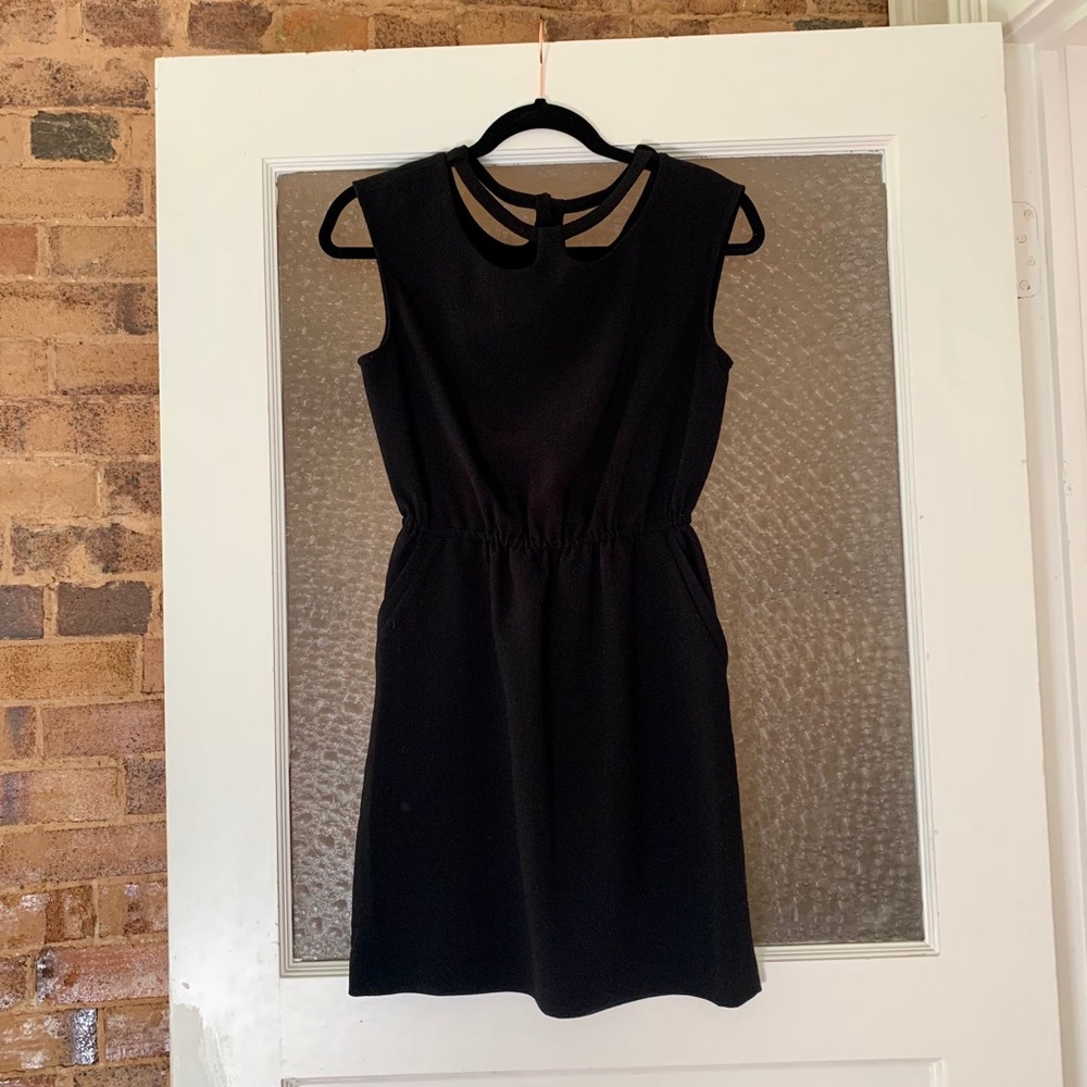 BCBGeneration Black Mini Dress with Cutout Neckline